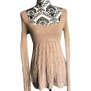 Tan Hollister Long-Sleeved Sweater w/ Bell Sleeves